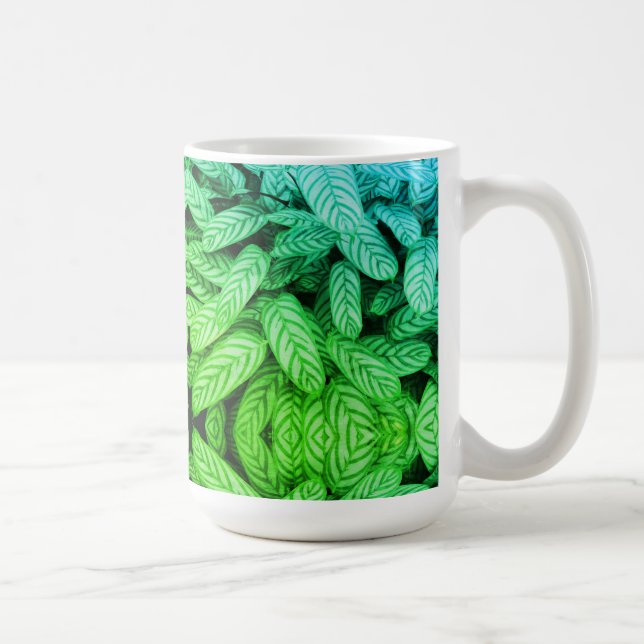 Taza De Café Patrón de hoja en blanco y negro (Derecha)