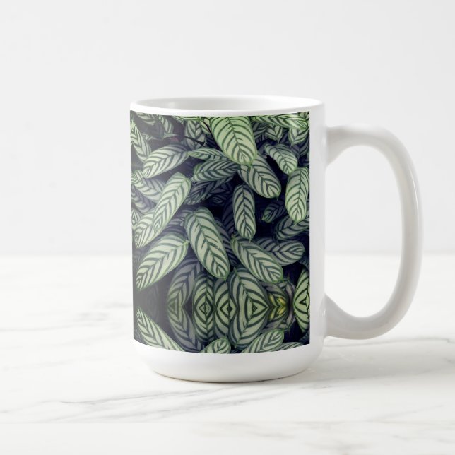 Taza De Café Patrón de hoja en blanco y negro (Derecha)
