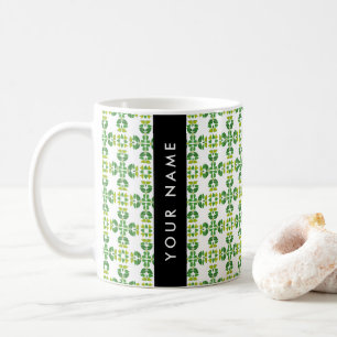 Taza De Café Patrón de Hoja, Hojas Verdes, Tu Nombre