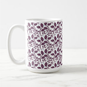 Taza De Café Patrón de hoja púrpura oscura, elegante impresión