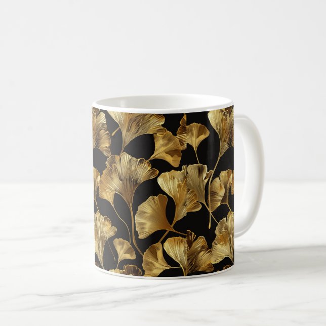 Taza De Café Patrón de hoja sin foco de Ginkgo (Anverso derecho)