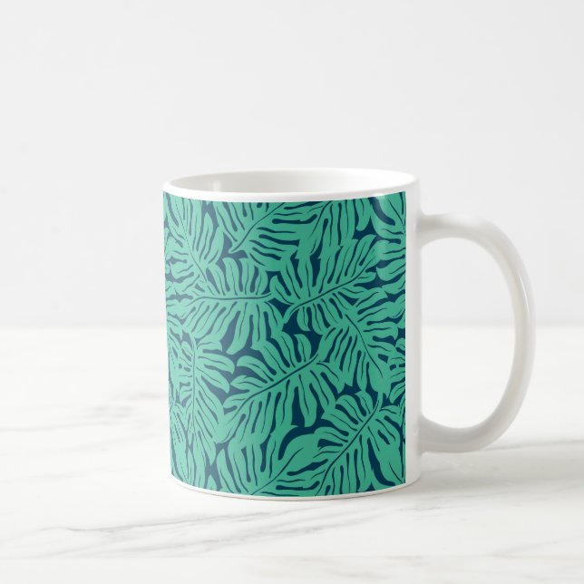 Taza De Café Patrón de hoja tropical de monstera (Derecha)