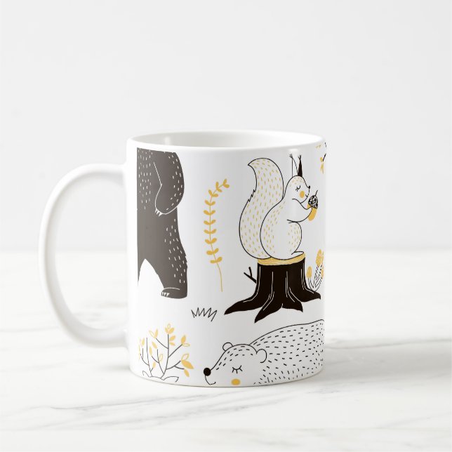 Taza De Café Patrón de hojas de árboles forestales otoñales (Izquierda)