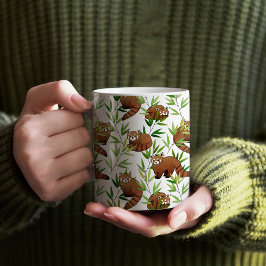 Taza De Café Patrón de hojas de bambú y pandas rojas
