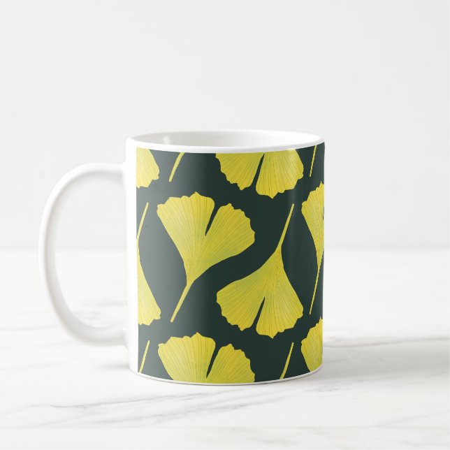 Taza De Café Patrón de hojas de ginkgo verde - Botánico de prim (Izquierda)
