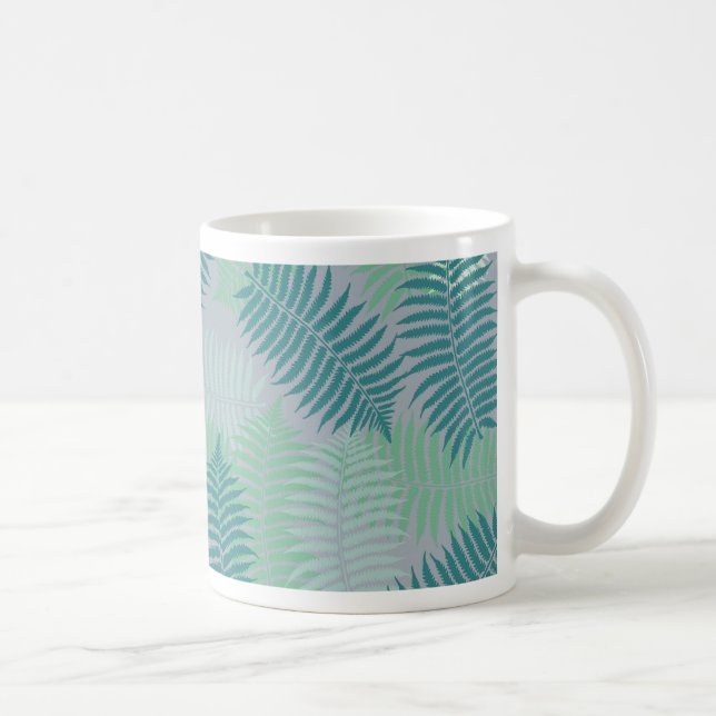 Taza De Café patrón de hojas de helecho en gris claro (Derecha)