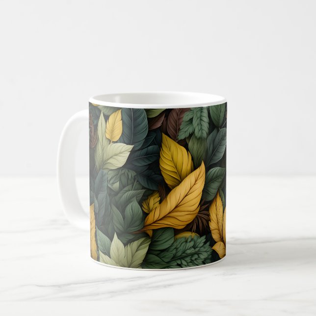 Taza De Café Patrón de hojas de otoño (Anverso izquierdo)