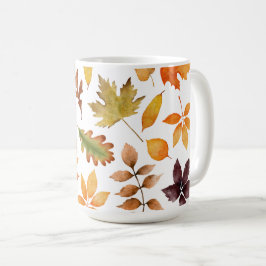 Taza De Café Patrón de hojas de otoño de acuarela