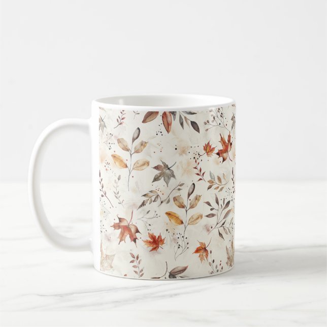 Taza De Café Patrón de hojas de otoño de Bonito estética (Izquierda)