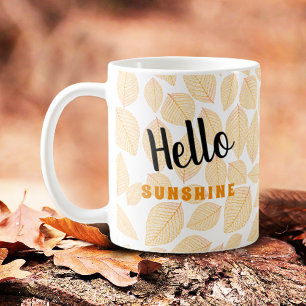 Taza De Café Patrón de hojas de otoño sobre plantilla blanca