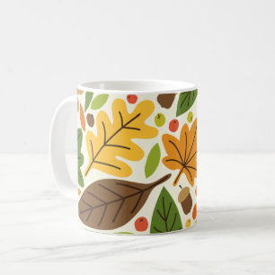 Taza De Café Patrón de hojas de otoño y bellotas coloridas