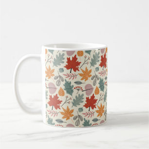 Taza De Café Patrón de hojas de otoño y maíz vintage