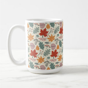 Taza De Café Patrón de hojas de otoño y maíz vintage