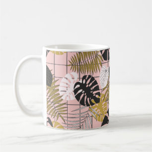 Taza De Café Patrón de hojas de palma tropicales de verano