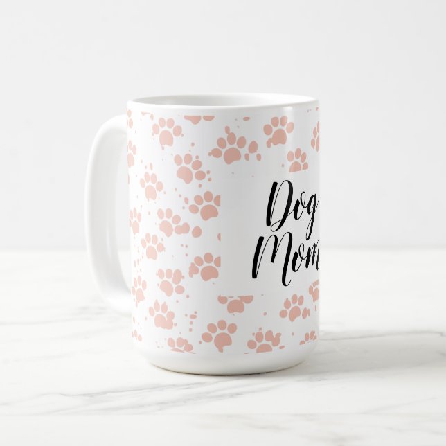 Taza De Café Patrón de hojas de perro rosadas (Anverso izquierdo)