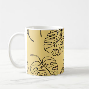 Taza De Café Patrón de hojas de plantas de bosques tropicales y