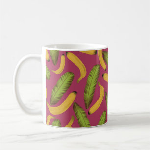 Taza De Café Patrón de hojas de plátano rosado tropical