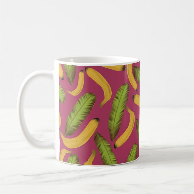 Taza De Café Patrón de hojas de plátano rosado tropical (Izquierda)