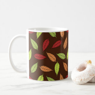 Taza De Café Patrón De Hojas, Hojas Coloridas, Hojas De Otoño
