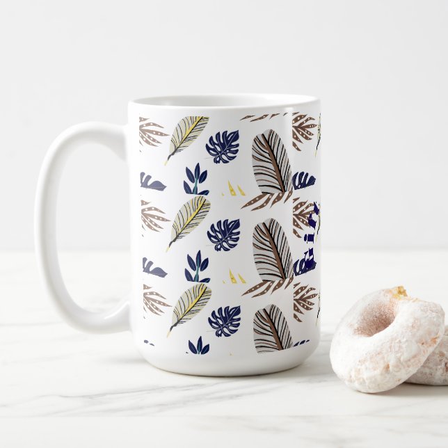 Taza De Café Patrón de hojas modernas (Con donut)