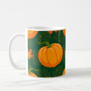 Taza De Café Patrón de hojas otoñales de calabaza naranja