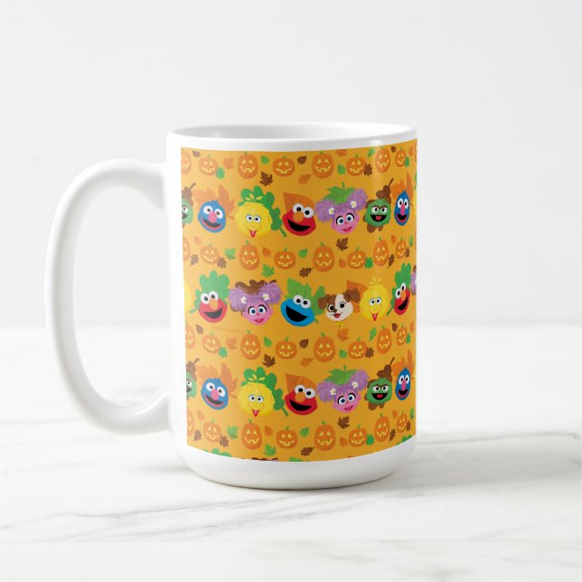Taza De Café Patrón de hojas otoñales de Plaza Sésamo (Izquierda)