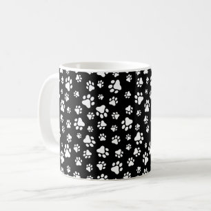 Taza De Café Patrón de hojas, pinturas, negro y blanco