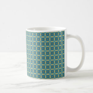 Taza De Café Patrón de hojas simples en azul