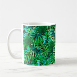 Taza De Café Patrón de hojas tropicales acuáticas