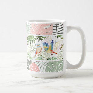 Taza De Café Patrón de hojas y aves tropicales