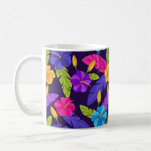 Taza De Café Patrón de hojas y flores tropicales-23857