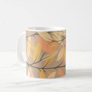 Taza De Café Patrón de hojas y ramas modernas de otoño