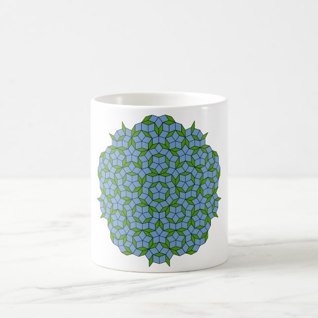 Taza De Café Patrón de hombus penrose verde y azul (Centro)