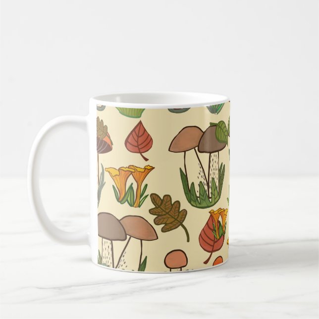 Taza De Café Patrón de hongos.  (Izquierda)