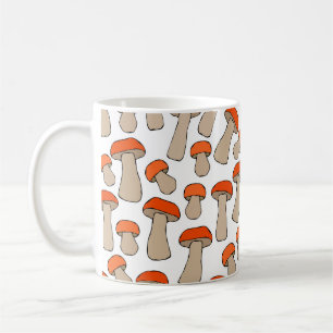 Taza De Café Patrón de hongos Aspen del Naranja Rojo