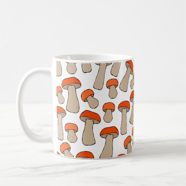 Taza De Café Patrón de hongos Aspen del Naranja Rojo (Izquierda)