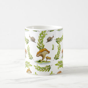 Taza De Café Patrón de hongos de acuarela cúpula