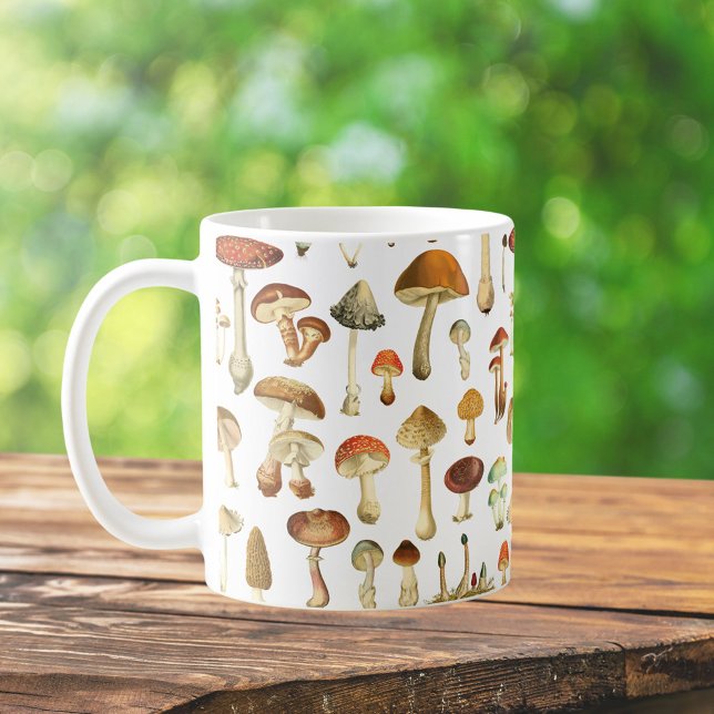 Taza De Café Patrón de hongos vintage (In situ)