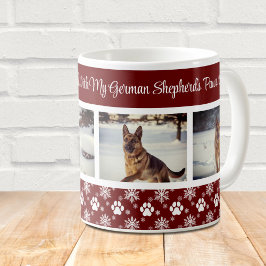 Taza De Café Patrón de Huella de Pata Burgundy 4 Foto de Perro