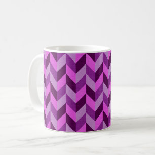 Taza De Café Patrón de hueso de arenque en púrpura