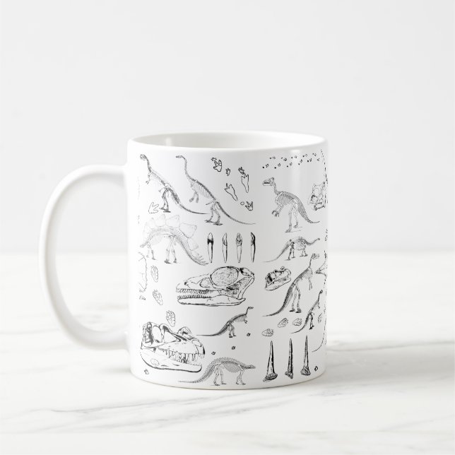 Taza De Café Patrón de huesos fósiles de dinosaurios (Izquierda)