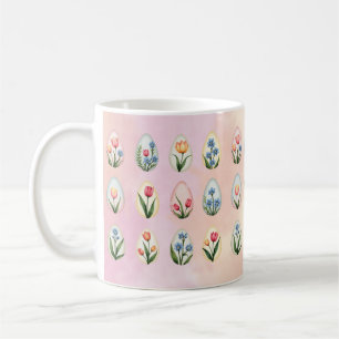 Taza De Café Patrón de Huevo de Pascua Floral Vintage