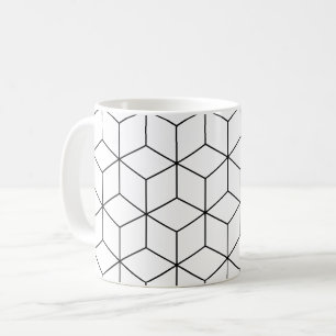 Taza De Café Patrón de ilusión óptica del cubo blanco negro