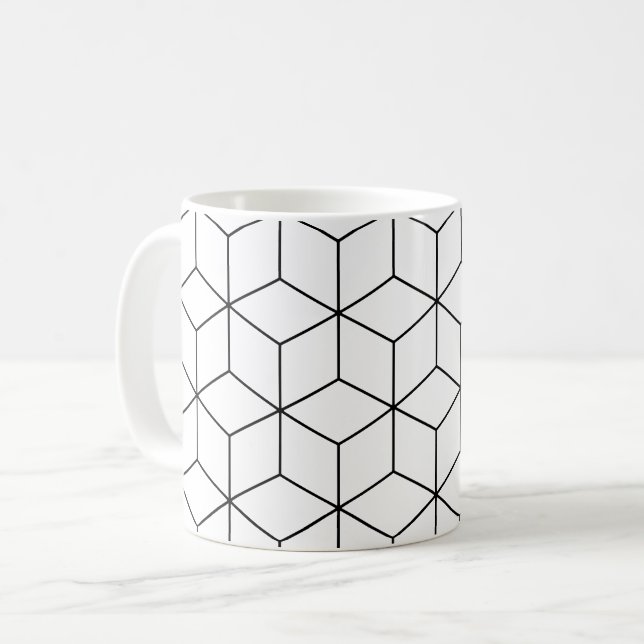 Taza De Café Patrón de ilusión óptica del cubo blanco negro (Anverso izquierdo)