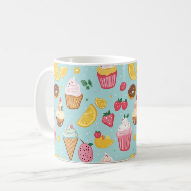 Taza De Café Patrón de Ilustracion de elementos alimentarios ac (Anverso izquierdo)