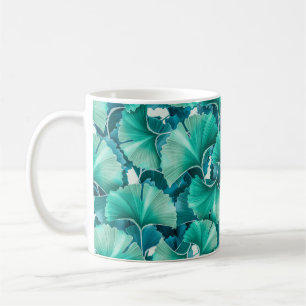 Taza De Café Patrón de ilustracion de ginkgo biloba verde