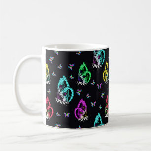 Taza De Café Patrón de Ilustracion de mariposa de color negro