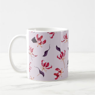 Taza De Café Patrón de ilustracion dibujado a mano con flores d