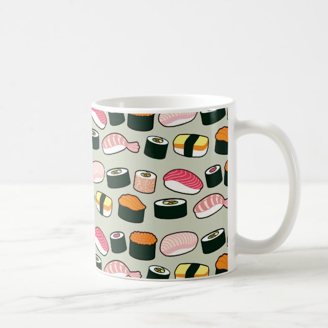 Taza De Café Patrón de Ilustraciones divertidos Oishii Sushi (G (Derecha)
