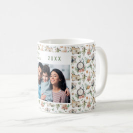 Taza De Café Patrón de imagen vintage de la familia de navidade